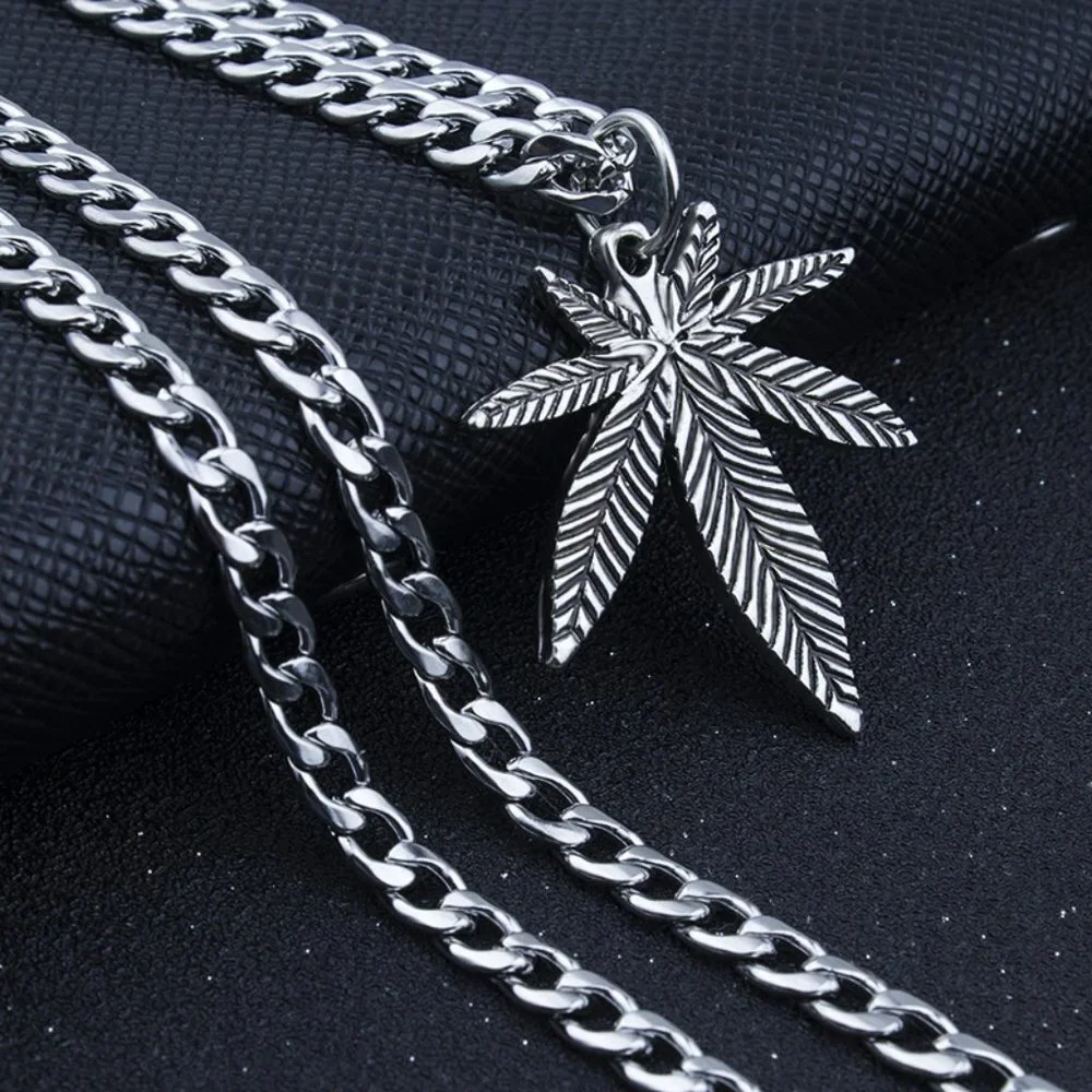 ❤️Hip Hop Leaf Chain Pendant Necklace for women/men, N90201P141